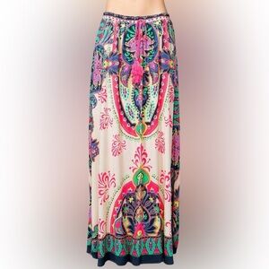 Flying Tomato Rare Vibrant Paisley Print Maxi Skirt